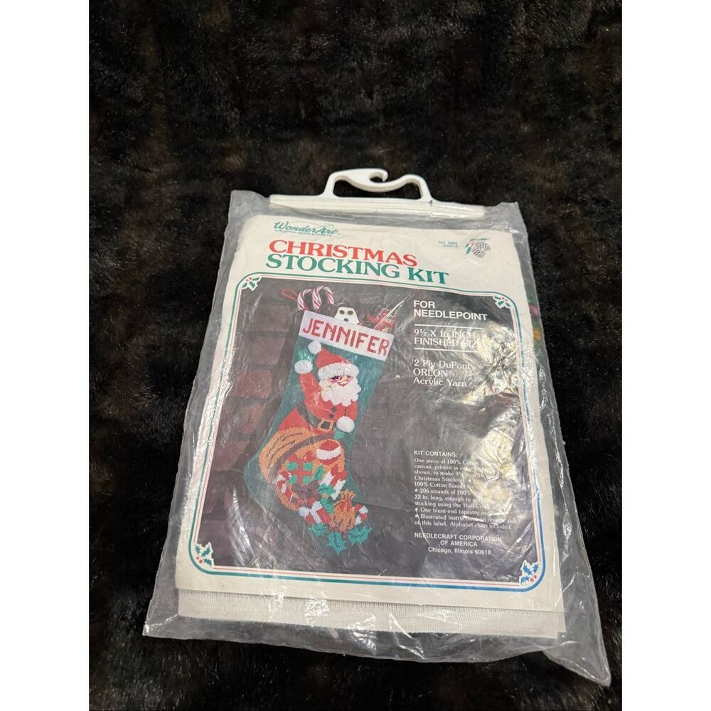 Wonderart Christmas Stocking Kit Santa Tapestry Yarn SwifStitch